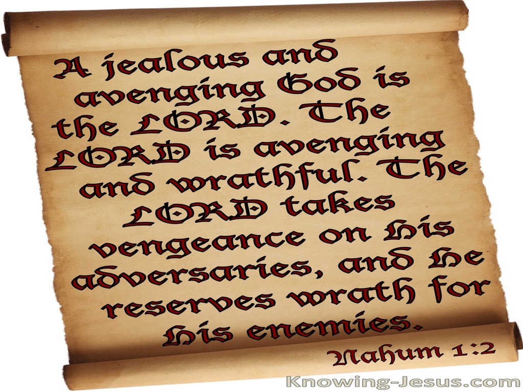Nahum 1:2 A Jealous And Avenging God (beige)